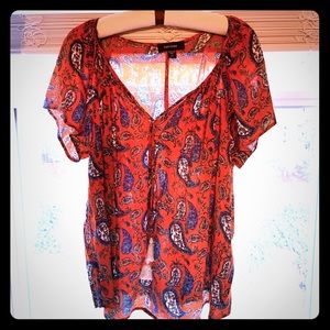 Karen Kane Plus Top 2X Blue Orange